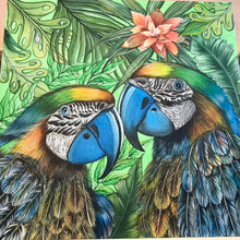 Carregar imagem no visualizador da galeria, Quadro de Araras, pintura acrilica, tela emoldurada