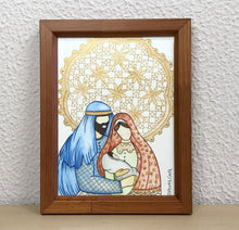 Carregar imagem no visualizador da galeria, Quadro pintado à mão em aquarela, pintura em papel, aguarela, quadro com moldura, presépio, pintura de presépio de Natal, religioso
