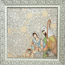 Carregar imagem no visualizador da galeria, Presépio de cerâmica, Quadro de presépio, azulejo pintado á mão, pintura de presépio, painel de azulejo, religioso, arte em azulejo, Natal