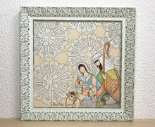 Carregar imagem no visualizador da galeria, Presépio de cerâmica, Quadro de presépio, azulejo pintado á mão, pintura de presépio, painel de azulejo, religioso, arte em azulejo, Natal