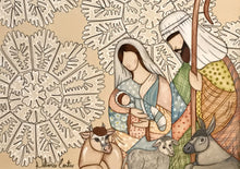 Carregar imagem no visualizador da galeria, Presépio de cerâmica, Quadro de presépio, azulejo pintado á mão, pintura de presépio, painel de azulejo, religioso, arte em azulejo, Natal