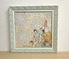 Carregar imagem no visualizador da galeria, Presépio de cerâmica, Quadro de presépio, azulejo pintado á mão, pintura de presépio, painel de azulejo, religioso, arte em azulejo, Natal