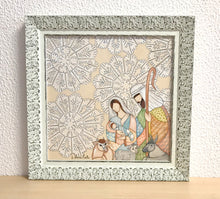 Carregar imagem no visualizador da galeria, Presépio de cerâmica, Quadro de presépio, azulejo pintado á mão, pintura de presépio, painel de azulejo, religioso, arte em azulejo, Natal