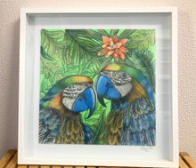 Carregar imagem no visualizador da galeria, Quadro de Araras, pintura acrilica, tela emoldurada