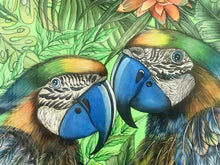 Carregar imagem no visualizador da galeria, Quadro de Araras, pintura acrilica, tela emoldurada