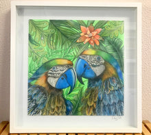 Carregar imagem no visualizador da galeria, Quadro de Araras, pintura acrilica, tela emoldurada