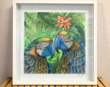 Carregar imagem no visualizador da galeria, Quadro de Araras, pintura acrilica, tela emoldurada