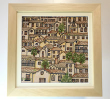 Carregar imagem no visualizador da galeria, Quadro com Pintura Naif, com Moldura de Madeira, Pintura em Azulejo, Arte Naif, pintado à Mão, Decoração, Edição limitada, Pequeno 24x24cm