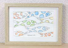 Carregar imagem no visualizador da galeria, Quadrinho pintado à mão em aguarela, com moldura, pexinhos coloridos, pequena moldura, arte decorativa, pintura em papel, pintura aquarela