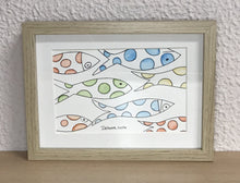 Carregar imagem no visualizador da galeria, Quadrinho pintado à mão em aguarela, com moldura, pexinhos coloridos, pequena moldura, arte decorativa, pintura em papel, pintura aquarela