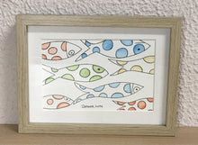 Carregar imagem no visualizador da galeria, Quadrinho pintado à mão em aguarela, com moldura, pexinhos coloridos, pequena moldura, arte decorativa, pintura em papel, pintura aquarela