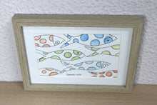 Carregar imagem no visualizador da galeria, Quadrinho pintado à mão em aguarela, com moldura, pexinhos coloridos, pequena moldura, arte decorativa, pintura em papel, pintura aquarela