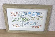 Carregar imagem no visualizador da galeria, Quadrinho pintado à mão em aguarela, com moldura, pexinhos coloridos, pequena moldura, arte decorativa, pintura em papel, pintura aquarela