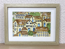 Carregar imagem no visualizador da galeria, Quadrinho Pintado à Mão em Aguarela, com Moldura, Pintura Naif, Pequena Moldura, Arte Decorativa, Pintura em Papel, Aquarela, Casinhas