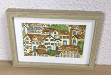 Carregar imagem no visualizador da galeria, Quadrinho Pintado à Mão em Aguarela, com Moldura, Pintura Naif, Pequena Moldura, Arte Decorativa, Pintura em Papel, Aquarela, Casinhas