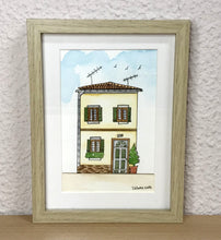 Carregar imagem no visualizador da galeria, Quadrinho Pintado á Mão em Aguarela, com Moldura, Pintura Casa, Pequena Moldura, Arte Decorativa, Pintura em Papel, Aquarela, Casinha, Art