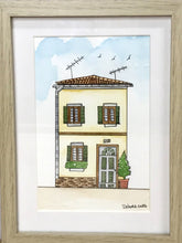 Carregar imagem no visualizador da galeria, Quadrinho Pintado á Mão em Aguarela, com Moldura, Pintura Casa, Pequena Moldura, Arte Decorativa, Pintura em Papel, Aquarela, Casinha, Art