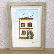 Carregar imagem no visualizador da galeria, Quadrinho Pintado á Mão em Aguarela, com Moldura, Pintura Casa, Pequena Moldura, Arte Decorativa, Pintura em Papel, Aquarela, Casinha, Art