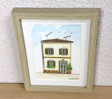 Carregar imagem no visualizador da galeria, Quadrinho Pintado á Mão em Aguarela, com Moldura, Pintura Casa, Pequena Moldura, Arte Decorativa, Pintura em Papel, Aquarela, Casinha, Art