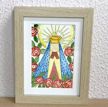 Carregar imagem no visualizador da galeria, Quadrinho Pintado à Mão em Aguarela, com Moldura, Pintura Nossa Senhora, Pequena Moldura, Pintura em Papel, Aquarela, Santa, religioso, arte