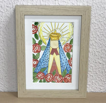 Carregar imagem no visualizador da galeria, Quadrinho Pintado à Mão em Aguarela, com Moldura, Pintura Nossa Senhora, Pequena Moldura, Pintura em Papel, Aquarela, Santa, religioso, arte