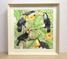 Carregar imagem no visualizador da galeria, Ilustração Pássaros Tropical, Tucanos, floresta, Quadro, Decoração, Reprodução do Original, Edição Limitada, Número de série, Médio, Giclée