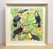 Carregar imagem no visualizador da galeria, Ilustração Pássaros Tropical, Tucanos, floresta, Quadro, Decoração, Reprodução do Original, Edição Limitada, Número de série, Médio, Giclée