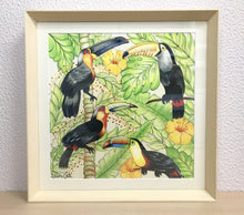 Carregar imagem no visualizador da galeria, Ilustração Pássaros Tropical, Tucanos, floresta, Quadro, Decoração, Reprodução do Original, Edição Limitada, Número de série, Médio, Giclée