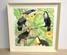 Carregar imagem no visualizador da galeria, Ilustração Pássaros Tropical, Tucanos, floresta, Quadro, Decoração, Reprodução do Original, Edição Limitada, Número de série, Médio, Giclée