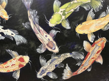 Carregar imagem no visualizador da galeria, Quadro com Pintura de Carpas, Tela impressa de Carpas, Quadro em Tela, Impressão em Tela, Arte, Natureza, Carpas