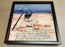 Carregar imagem no visualizador da galeria, Quadro de Azulejo, Pintado à mão, com Moldura de Madeira, Decoração, Música Garota de Ipanema, Arte e Cultura, Clássico, Brasileiro, Pequeno