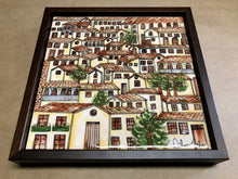 Carregar imagem no visualizador da galeria, Quadro com Pintura Naif, com Moldura de Madeira, Pintura em Azulejo, Arte Naif, pintado à Mão, Decoração, Edição limitada, Pequeno 24x24cm