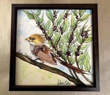 Carregar imagem no visualizador da galeria, Quadro de Azulejo, Pintado à Mão, com modura, Pintura Original, Natureza, Pássaro, Decoração, Arte, Tropical, Floresta, Ave, Anú-Branco