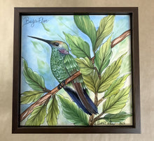 Carregar imagem no visualizador da galeria, Quadro de Azulejo, Pintado à Mão, com modura, Pintura Original, Natureza, Pássaro, Decoração, Arte, Tropical, Floresta, Ave, Beija-Flor