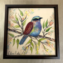 Carregar imagem no visualizador da galeria, Cópia de Quadro de Azulejo, Pintado à Mão, com modura, Pintura Original, Natureza, Pássaro, Decoração, Arte, Tropical, Floresta, Ave, pássaro colorido