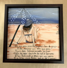 Carregar imagem no visualizador da galeria, Quadro de Azulejo, Pintado à mão, com Moldura de Madeira, Decoração, Música Garota de Ipanema, Arte e Cultura, Clássico, Brasileiro, Pequeno