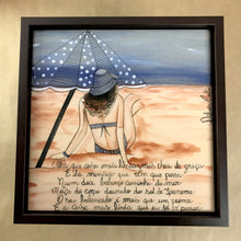 Carregar imagem no visualizador da galeria, Quadro de Azulejo, Pintado à mão, com Moldura de Madeira, Decoração, Música Garota de Ipanema, Arte e Cultura, Clássico, Brasileiro, Pequeno