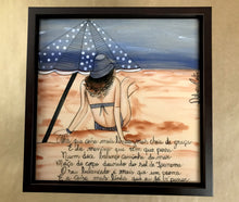 Carregar imagem no visualizador da galeria, Quadro de Azulejo, Pintado à mão, com Moldura de Madeira, Decoração, Música Garota de Ipanema, Arte e Cultura, Clássico, Brasileiro, Pequeno