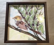 Carregar imagem no visualizador da galeria, Quadro de Azulejo, Pintado à Mão, com modura, Pintura Original, Natureza, Pássaro, Decoração, Arte, Tropical, Floresta, Ave, Anú-Branco