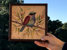 Carregar imagem no visualizador da galeria, Cópia de Quadro de Azulejo, Pintado à Mão, com modura, Pintura Original, Natureza, Pássaro, Decoração, Arte, Tropical, Floresta, Ave, pássaro colorido