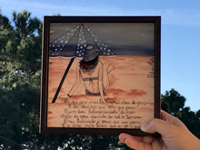 Carregar imagem no visualizador da galeria, Quadro de Azulejo, Pintado à mão, com Moldura de Madeira, Decoração, Música Garota de Ipanema, Arte e Cultura, Clássico, Brasileiro, Pequeno