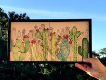 Carregar imagem no visualizador da galeria, Quadro de Azulejo, Pintado à Mão, com Moldura, Pintura Original, Cactos, Pop Art, Decoração, Arte para Pendura, Natureza,