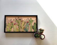 Carregar imagem no visualizador da galeria, Quadro de Azulejo, Pintado à Mão, com Moldura, Pintura Original, Cactos, Pop Art, Decoração, Arte para Pendura, Natureza,