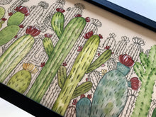 Carregar imagem no visualizador da galeria, Quadro com ilustração, com Moldura, Cactos, Pop Art, Decoração, Arte para Pendura, Fine art, Gravura, reprodução, Arte Impressa, Giclée