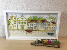 Carregar imagem no visualizador da galeria, Quadro com Ilustração, Moldura, Pintura, Aquarela, Paisagem, Casarios, Igreja, Arte, Fine art, Gravura, Reprodução, Arte Impressa, Giclée