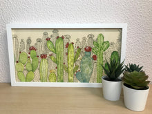 Carregar imagem no visualizador da galeria, Quadro com ilustração, com Moldura, Cactos, Pop Art, Decoração, Arte para Pendura, Fine art, Gravura, reprodução, Arte Impressa, Giclée