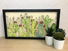 Carregar imagem no visualizador da galeria, Quadro com ilustração, com Moldura, Cactos, Pop Art, Decoração, Arte para Pendura, Fine art, Gravura, reprodução, Arte Impressa, Giclée