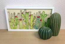 Carregar imagem no visualizador da galeria, Quadro com ilustração, com Moldura, Cactos, Pop Art, Decoração, Arte para Pendura, Fine art, Gravura, reprodução, Arte Impressa, Giclée