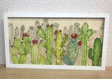 Carregar imagem no visualizador da galeria, Quadro com ilustração, com Moldura, Cactos, Pop Art, Decoração, Arte para Pendura, Fine art, Gravura, reprodução, Arte Impressa, Giclée