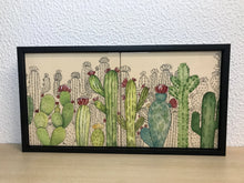 Carregar imagem no visualizador da galeria, Quadro de Azulejo, Pintado à Mão, com Moldura, Pintura Original, Cactos, Pop Art, Decoração, Arte para Pendura, Natureza,